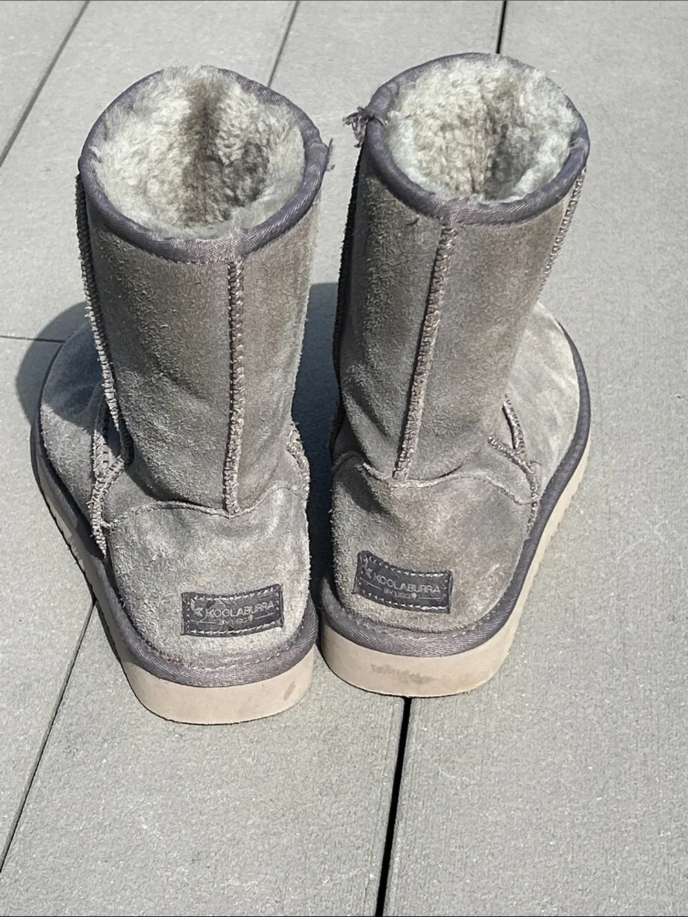 Kookaburra by Ugg Women’s Gray Suede Shearling Mid-Calf Boots- size 8